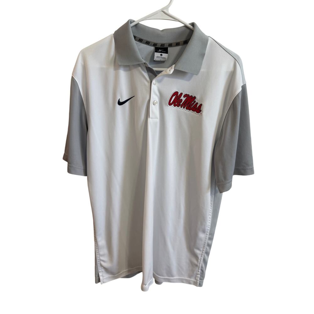 Ole Miss Nike Golf Polo Shirt Sz L Gray Men's Top - See Pick On Back Bottom